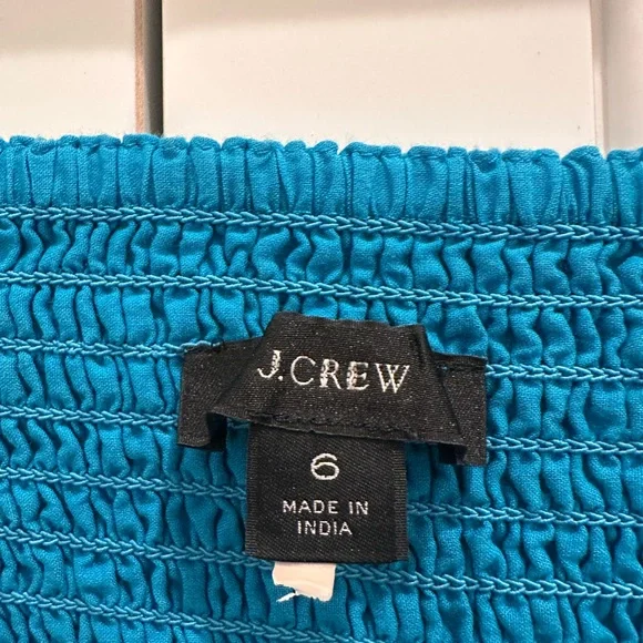 J. Crew Lobster Teal Smocked Dress 6 - Picture 6 of 6